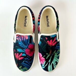 Bucketfeet Tropical Floral Palm Print Slip On Sneaker Size 7.5